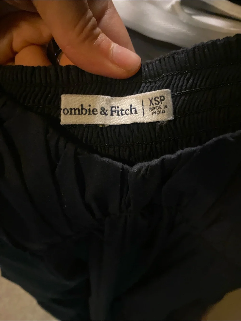 Abercrombie & Fitch Black Off-Shoulder Tiered Maxi Dress with Ruching
